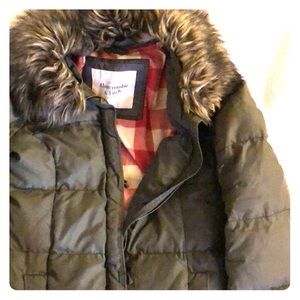 Abercrombie and Fitch puffer fur coat.